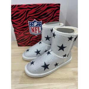 Dallas Cowboys x Cuce Women's 9 Crystal Ankle Boots Faux Fur Lined Bling Sparkle
